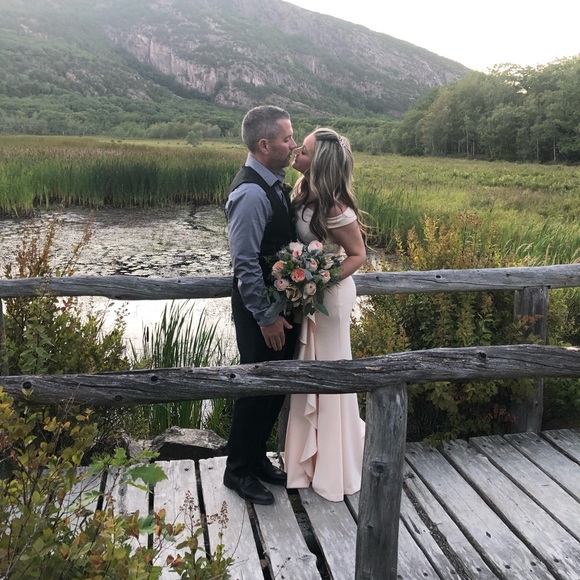 Ivory off the shoulder gown - Picture 5 of 6